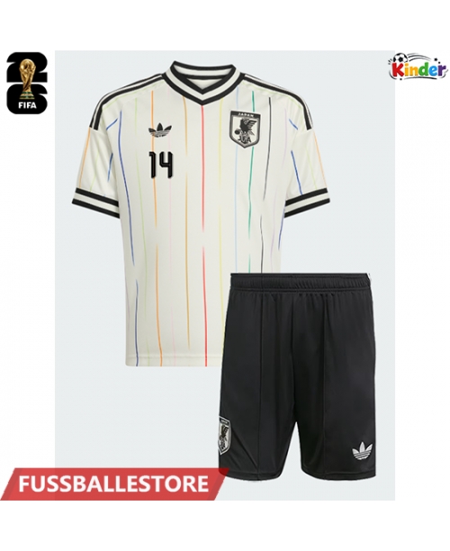 Günstige Japan Junya Ito #14 Auswärts Trikotsatzt Kinder WM 2026 Kurzarm (+ Kurze Hosen)